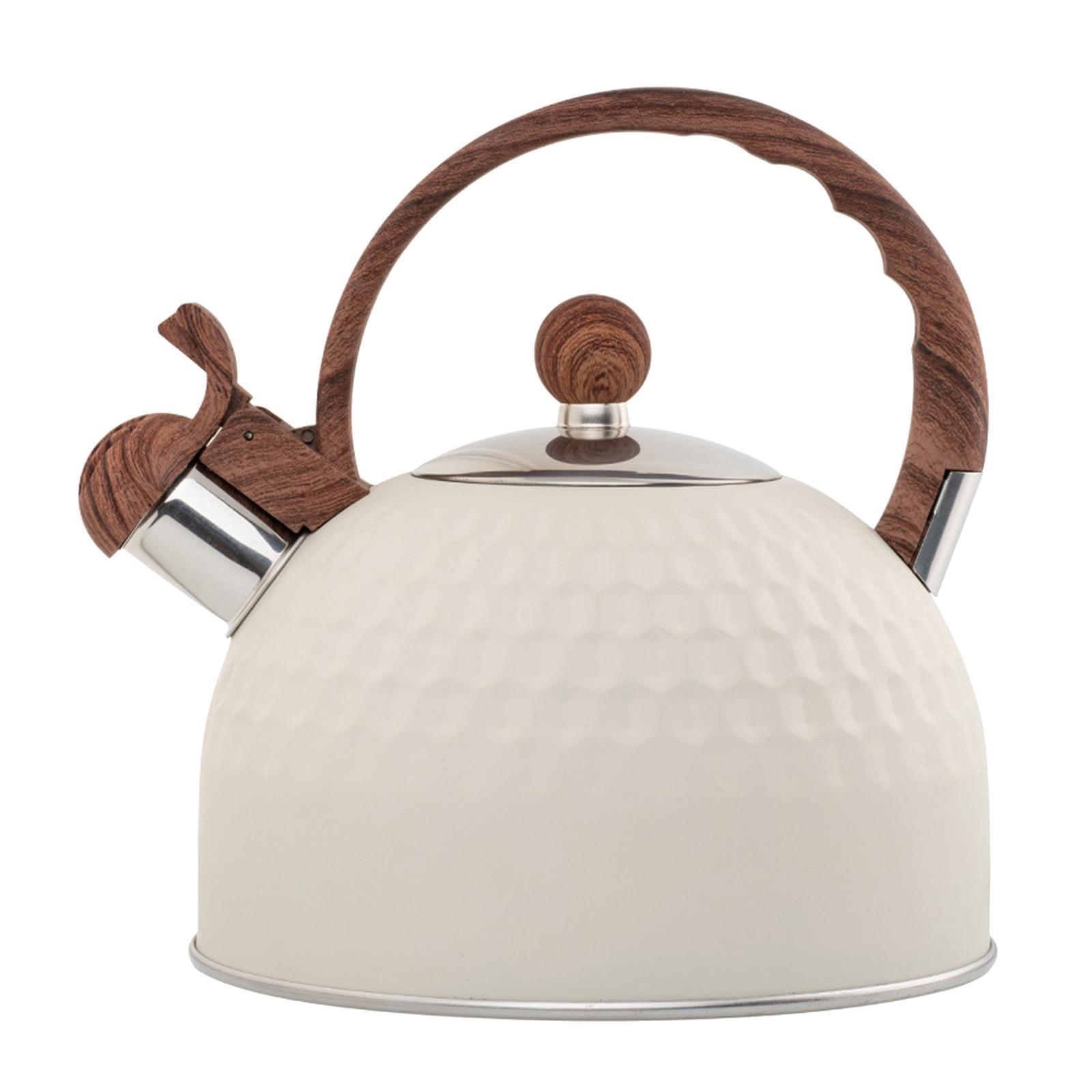 2.5L White Whistling Tea Kettle Water Kettle Stainless Steel Rust-Resistant