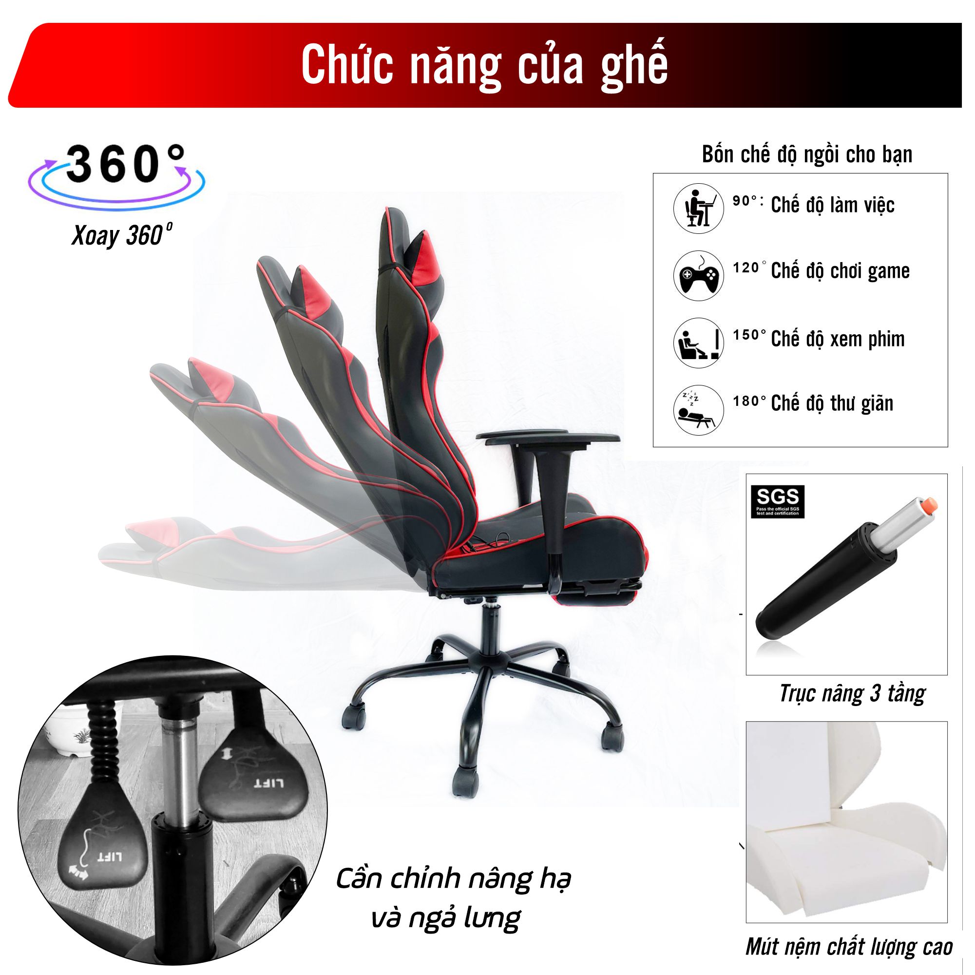 Ghế gaming FUFUTECH gamma massage thư giãn, có gác chân, tựa lưng, khung chân kim loại chịu lực tốt, tay điều chỉnh