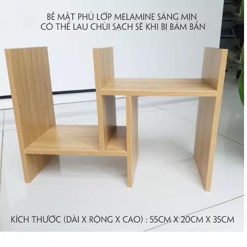 Kệ sách mini để bàn đa năng kt 55x20x35cm, kệ giá sách gỗ đựng sách vở hồ sơ bàn làm việc bạn học tiện lợi | TP030