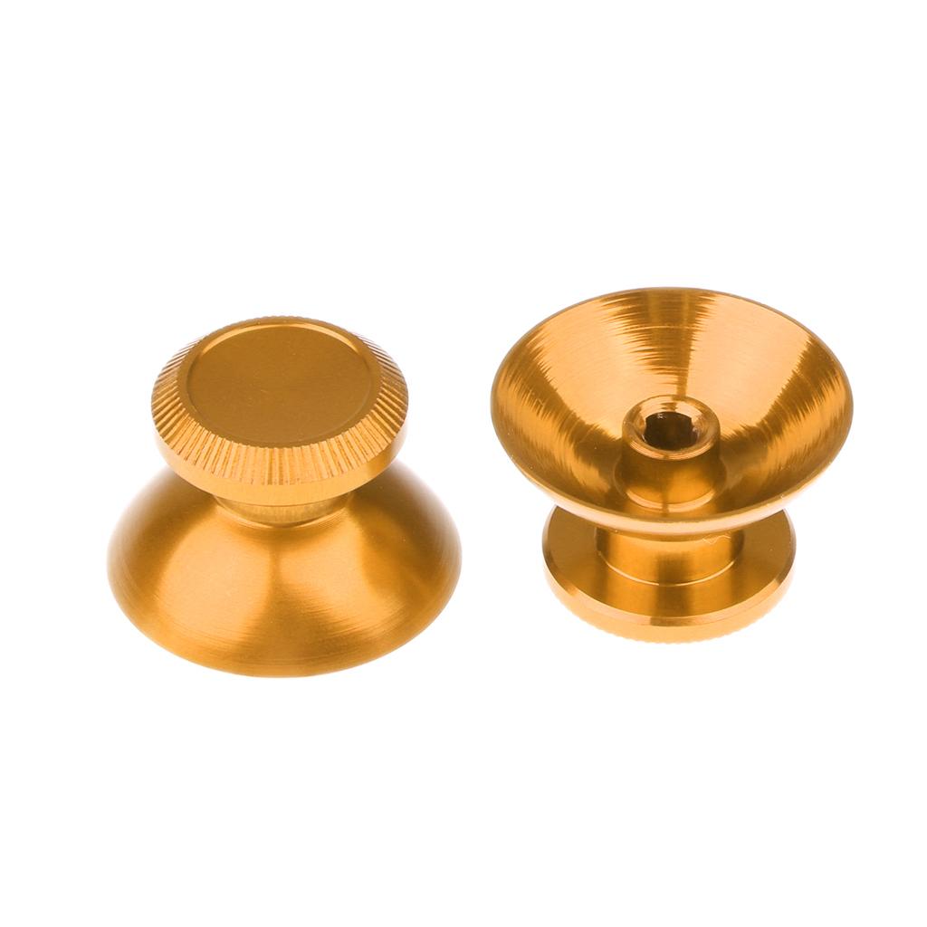 2Pieces Gamepad Metal ABXY Button + Analog Thumbsticks Joystick + Chrome D-pad for Sony PS4 DualShock Game Controller Gold+Red