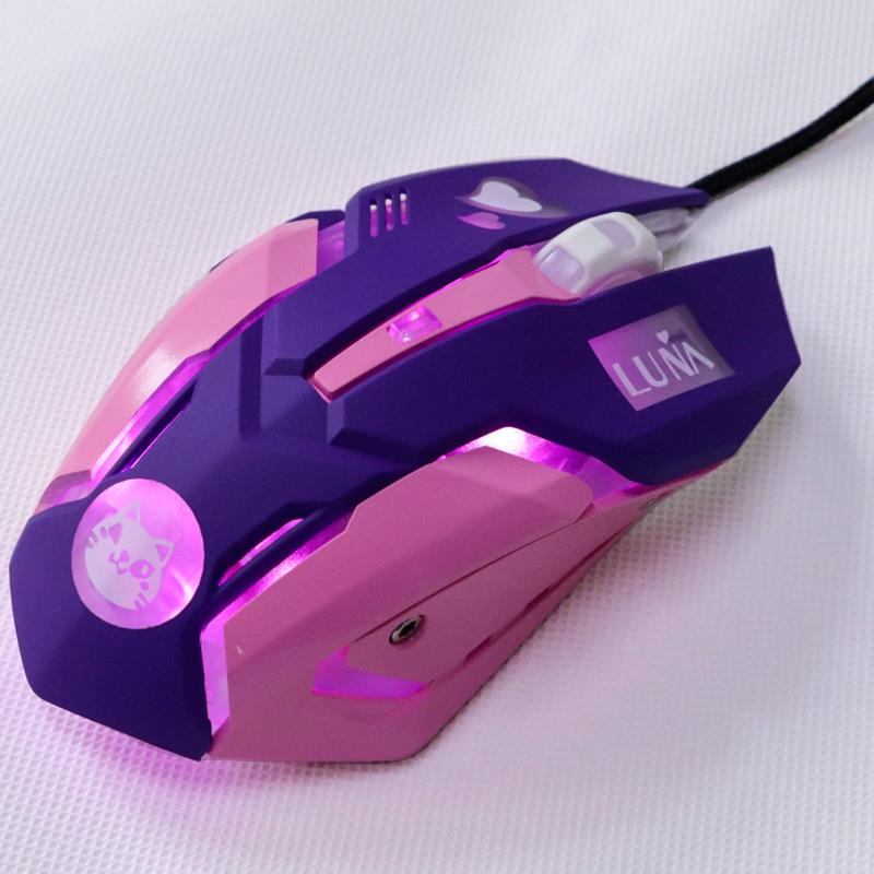 USB Chuột Chơi Game Có Dây Hồng Máy Tính Chuyên Nghiệp Thể Thao Điện Tử Chuột 2400 DPI Nhiều Màu Sắc Backlit Silent Chuột Lol Dữ Liệu laptop