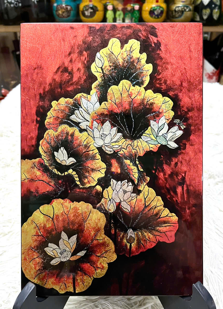 Tranh sơn mài - vẽ màu kết hợp dát vàng/ bạc Thanh Bình Lê, hàng xuất khẩu 20x30 cm