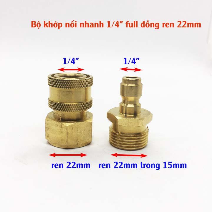 Bộ khớp nối nhanh đồng đầu ra cho máy rửa xe mini gia đình cao áp - phụ kiện máy rửa xe