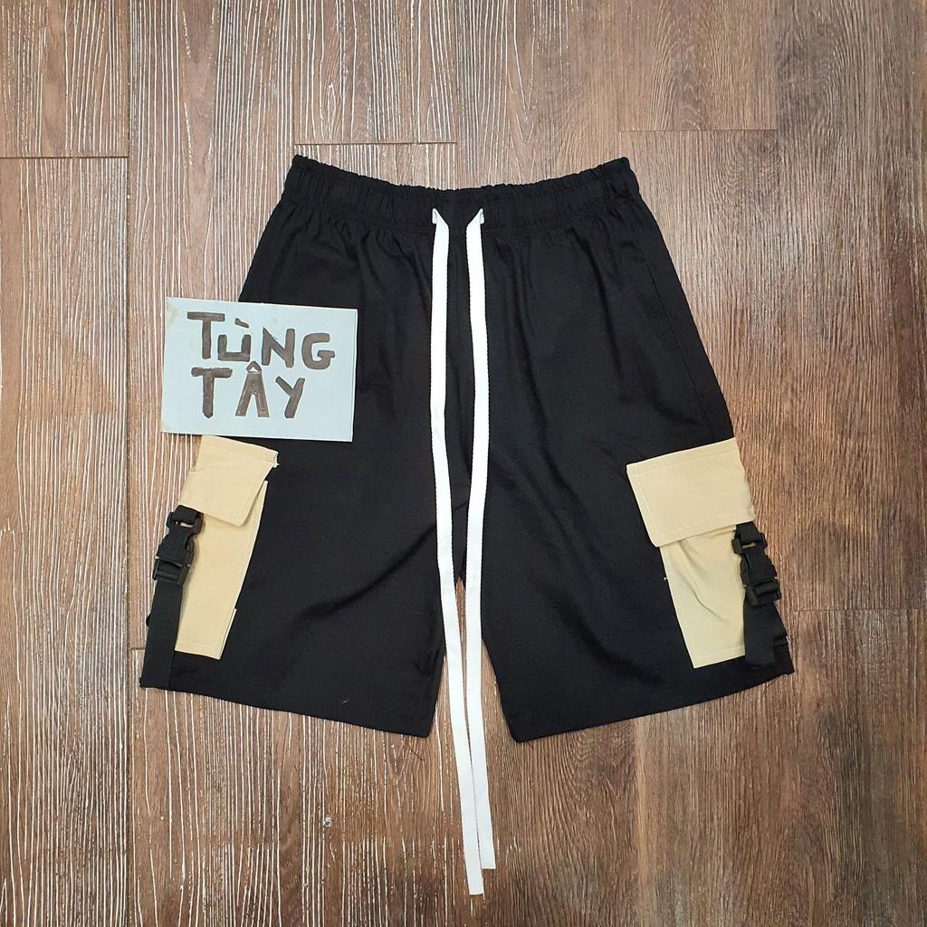 Quần Short Kaki Túi hộp Unisex phối kèm dây rút