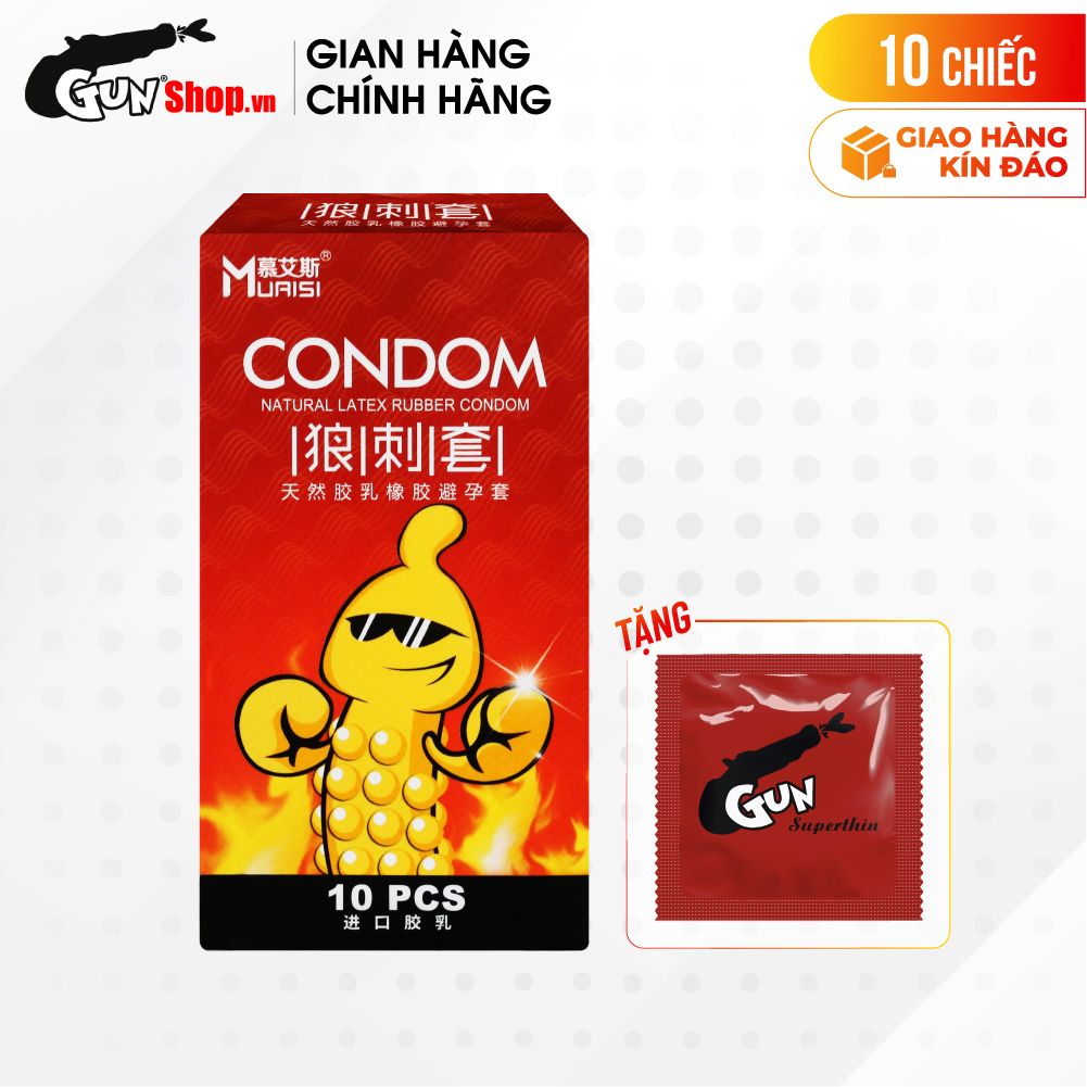 Bao cao su Condom Muaisi siêu điểm nổi, nóng ấm - Hộp 10 cái | GUNSHOP VIỆT NAM