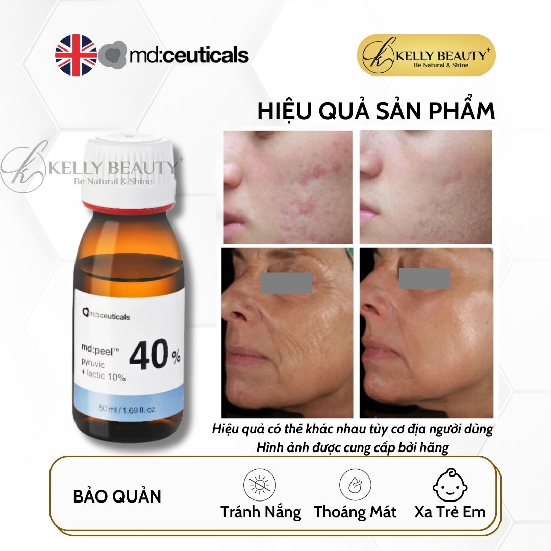 Peel Mụn, Ngừa Sẹo và Chống Lão Hóa Da MD:PEEL Pyruvic 40% + Lactic 10% - MD:Ceuticals | Kelly Beauty