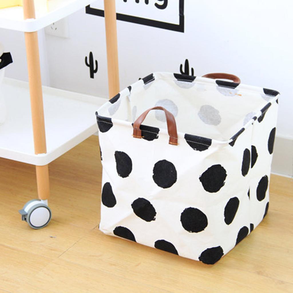 2x Folding Laundry Hamper Makeup Storage Basket for Home Office-Dots