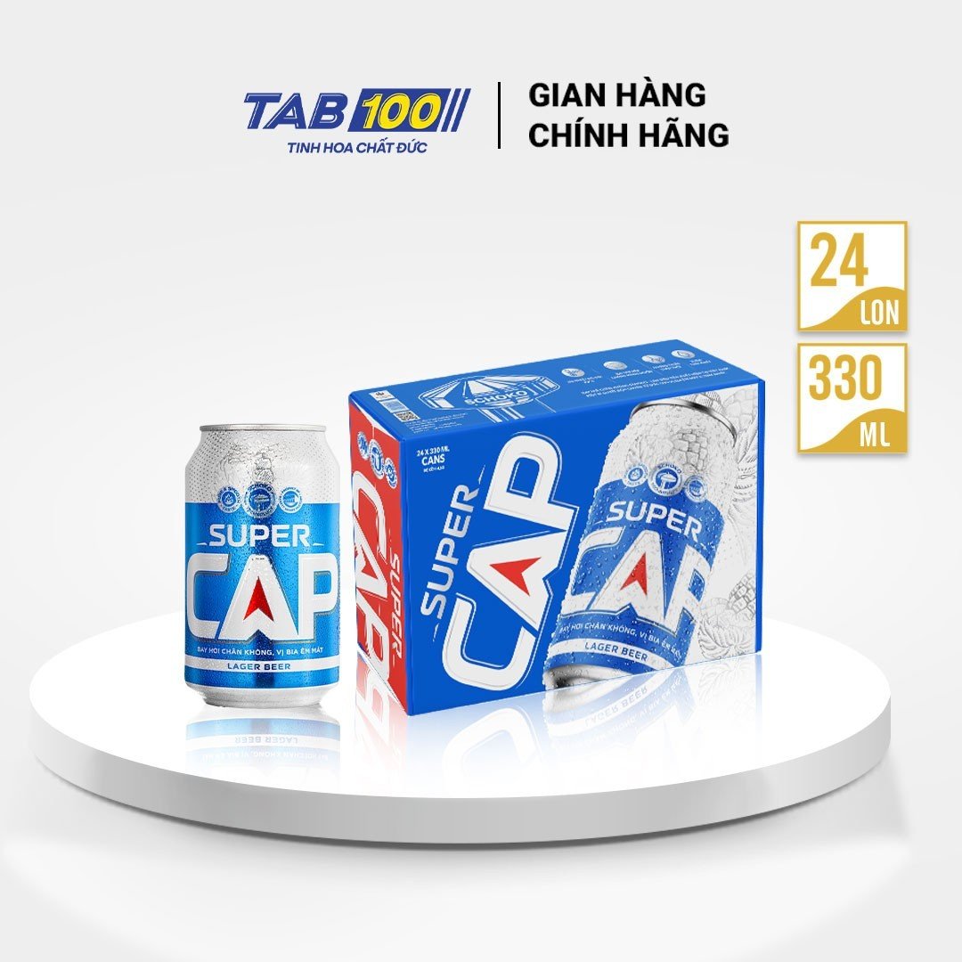 Bia lon Super Cap thùng 24 lon (330ml/lon)