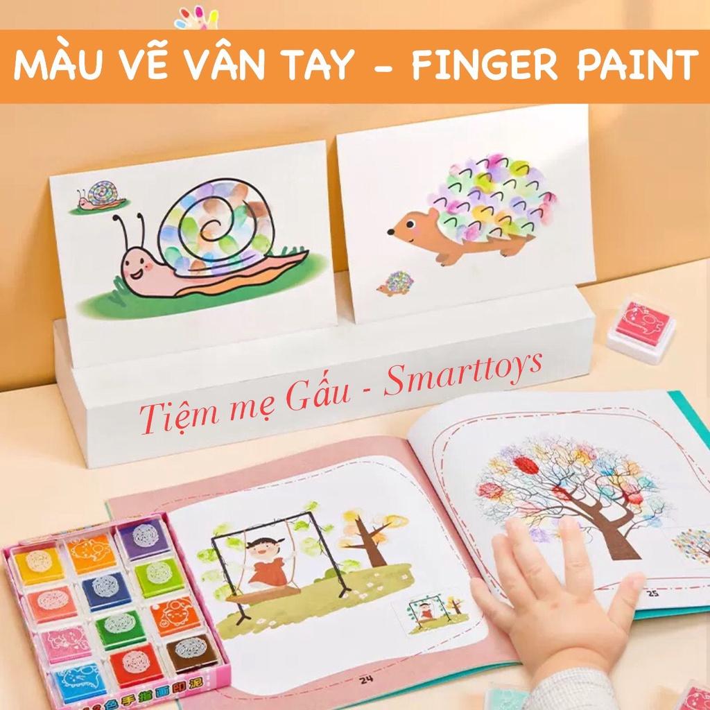 ️ĐỒ CHƠI HOT️ COMBO MÀU VẼ VÂN TAY FINGER PAINT BỘ 24 MÀU AN TOÀN DIY FINGER KÈM 32 TRANH MẪU CHO BÉ THỎA SỨC SÁNG TẠO