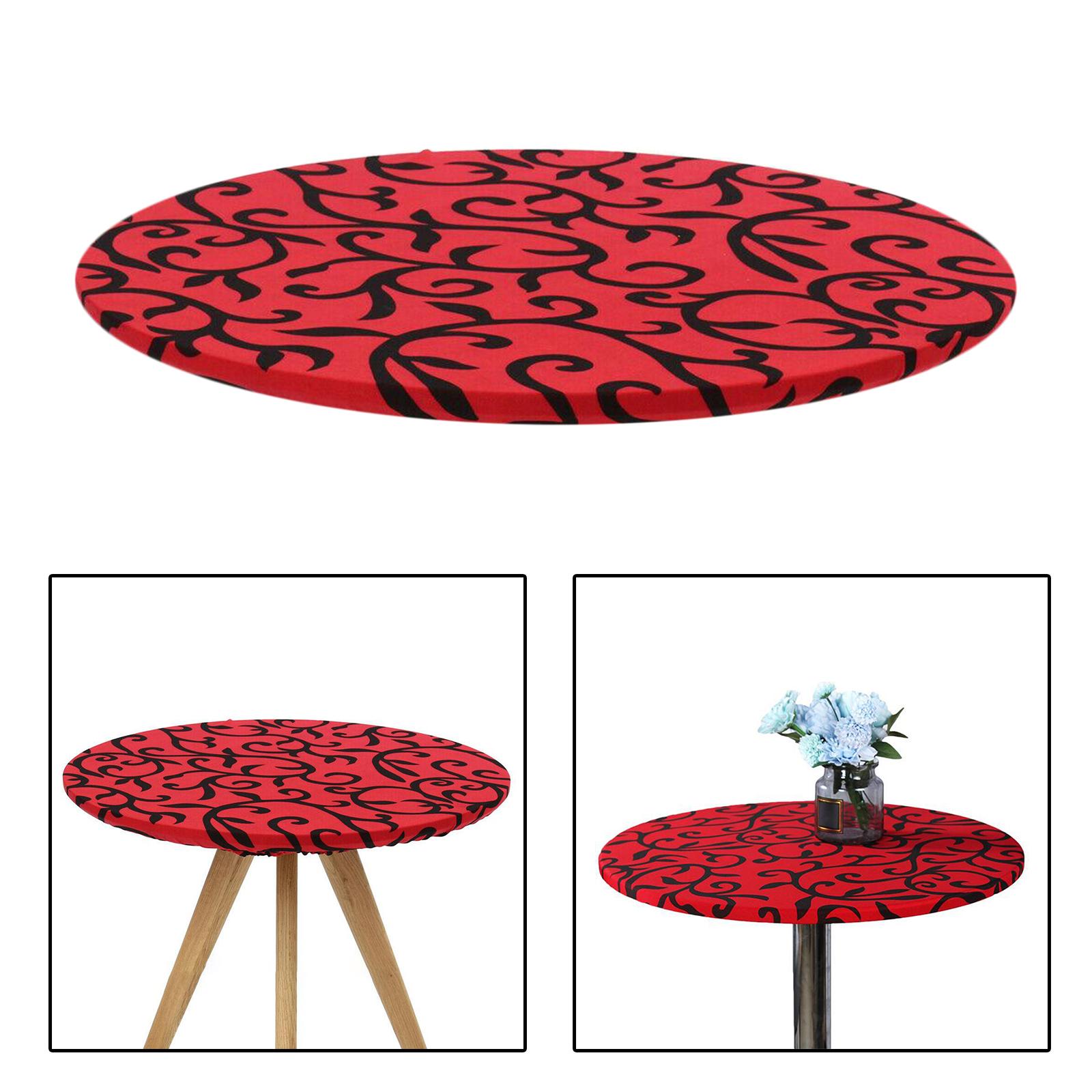 Indoor Outdoor Patio Round Fitted Tablecloth,Elastic Edge Waterproof Cover Red