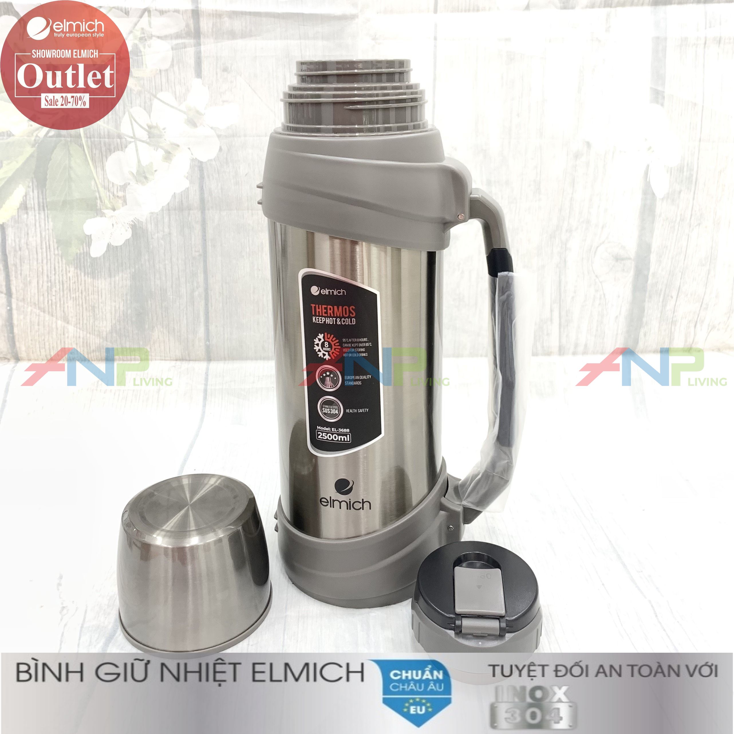 Bình Giữ Nhiệt Inox 304 Nóng 8h Lạnh 12h ELMICH EL3688 2500ml