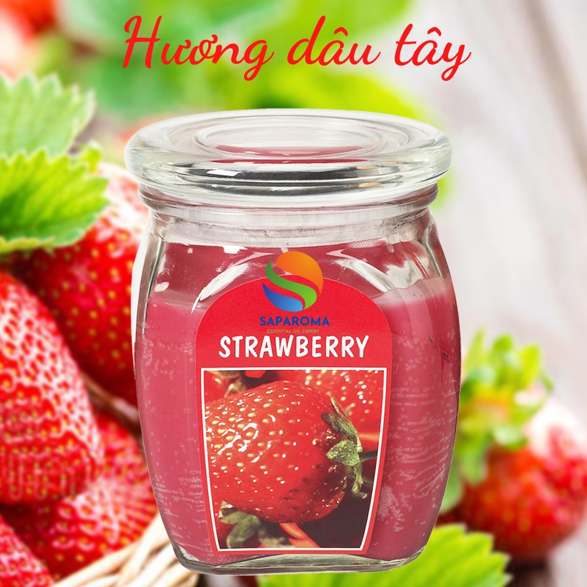 Hũ nến thơm tinh dầu Bolsius Strawberry 305g QT024370 - hương dâu tây, nến trang trí, thơm phòng, thư giãn, Hỗ trợ khử mùi