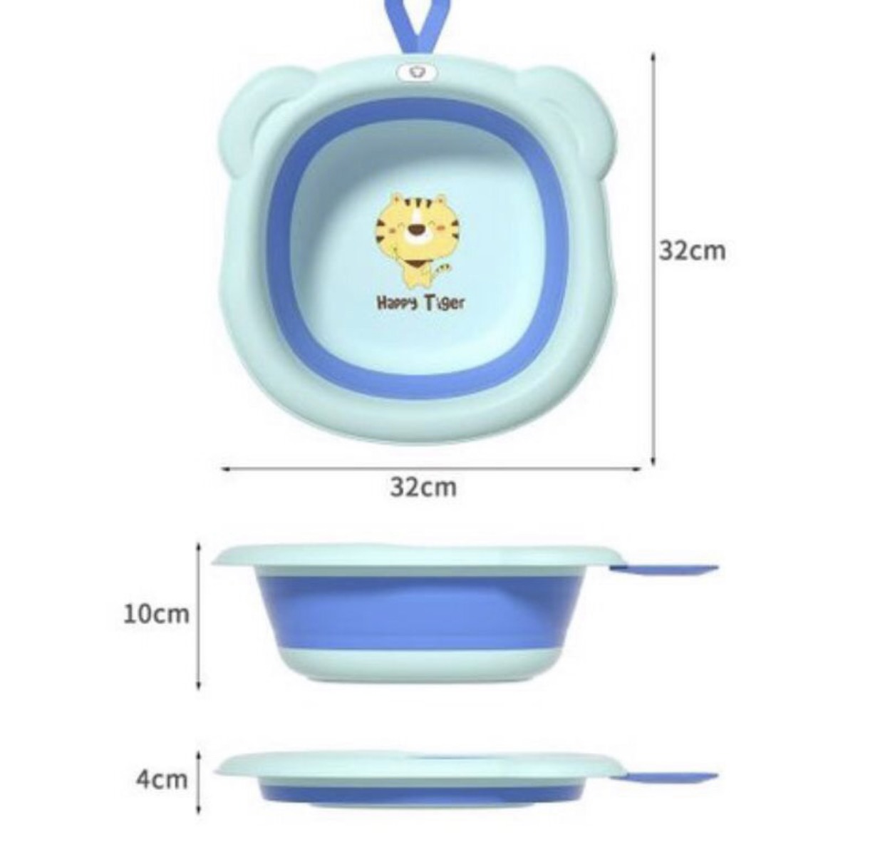 Thau/Chậu gấp gọn đa năng silicon có móc treo hình Hổ Tiger cho bé rửa mặt