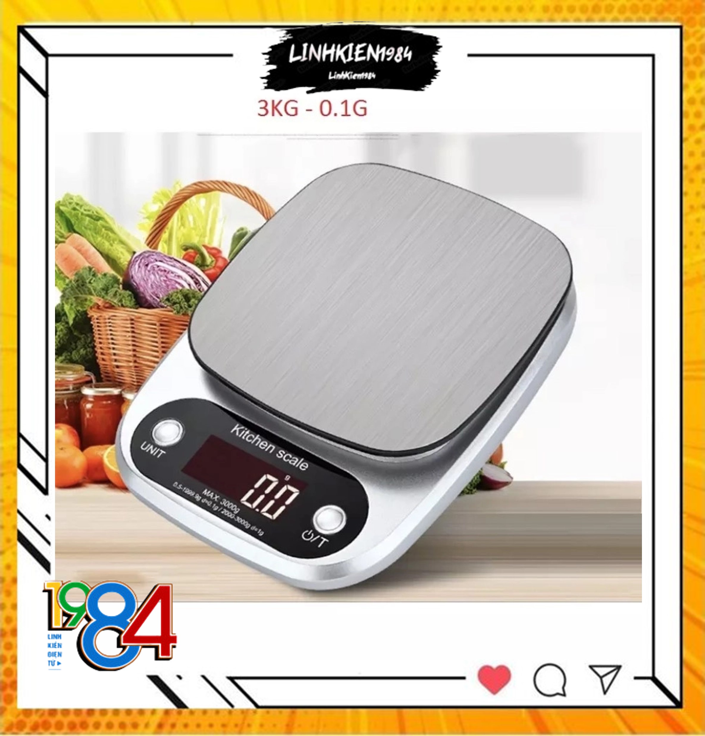 Cân điện tử mini 3kg/0.1g dùng trong nhà bếp