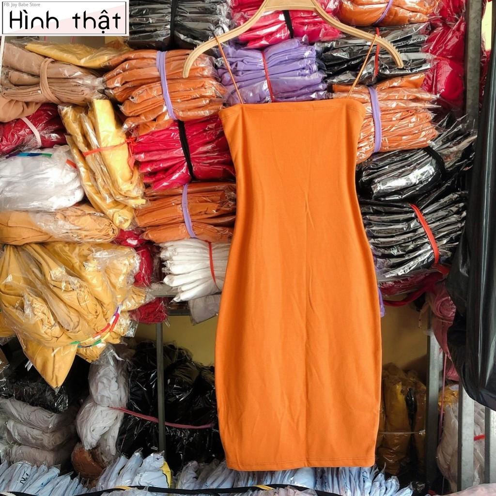 ĐẦM NỮ THUN CO GIÃN ÔM BODY HAI DÂY MẢNH BASIC TRƠN KIỂU HÀN QUỐC HOT GIRL BASIC TRƠN 05