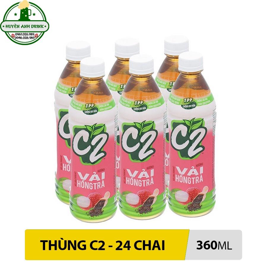 Thùng Trà Xanh C2 500ml - Thùng 24 Chai - Hương Đào và Vải