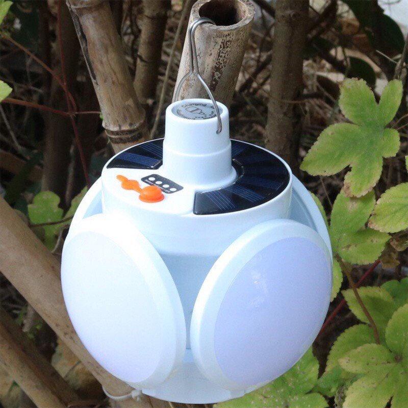 Bóng đèn led tích điện, năng lượng mặt trời hình 4 Cánh Hoa có thể đóng mở