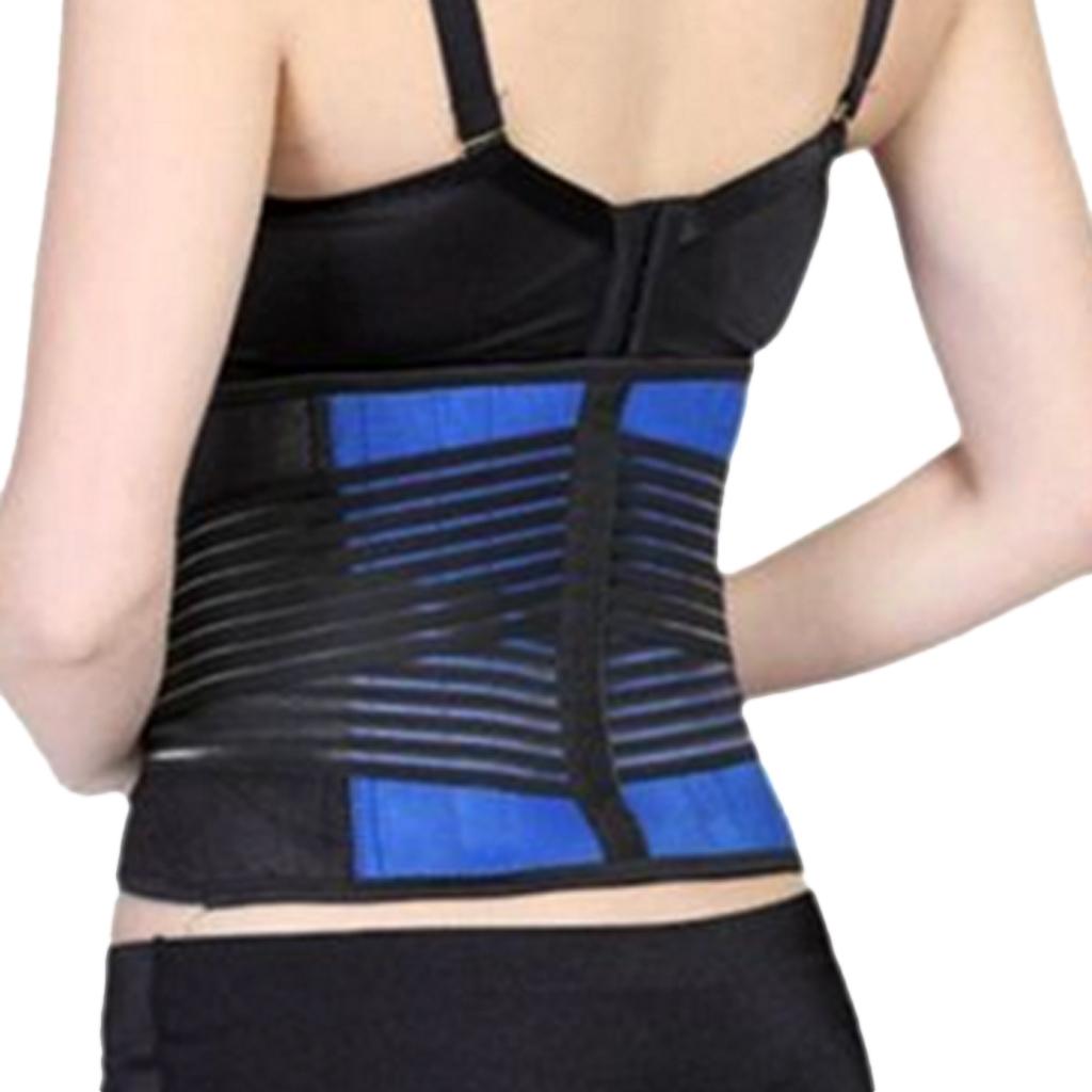 Sports Neoprene Back Support Brace Waist Protective Belt-Black&Blue S