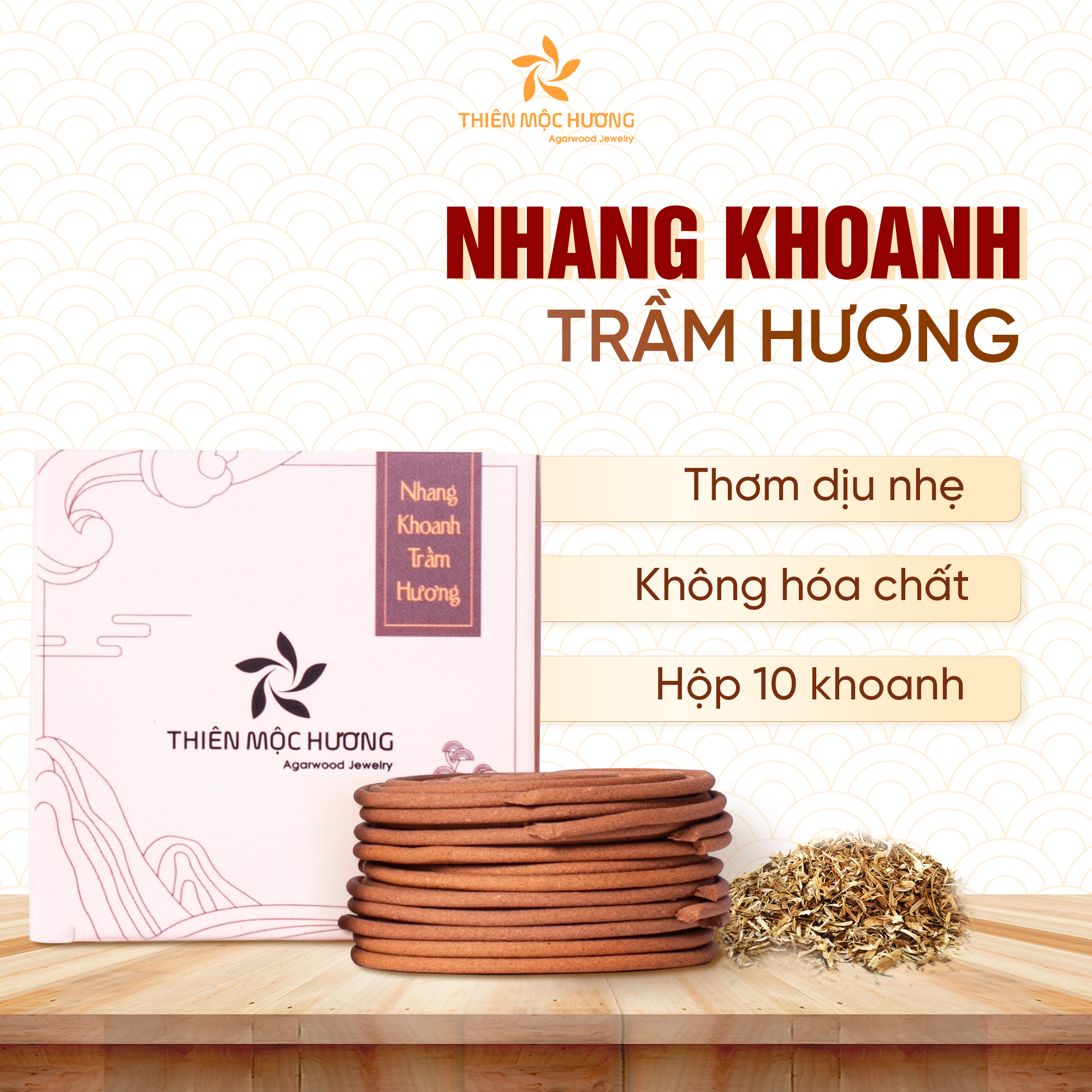 Nhang Khoanh trầm hương tự nhiên - Thiên Mộc Hương - tích Trầm 12 năm - 16 năm - 10 khoanh