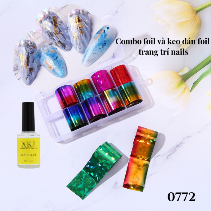 Set 10 cuộn foil trang trí kèm keo dán 0772