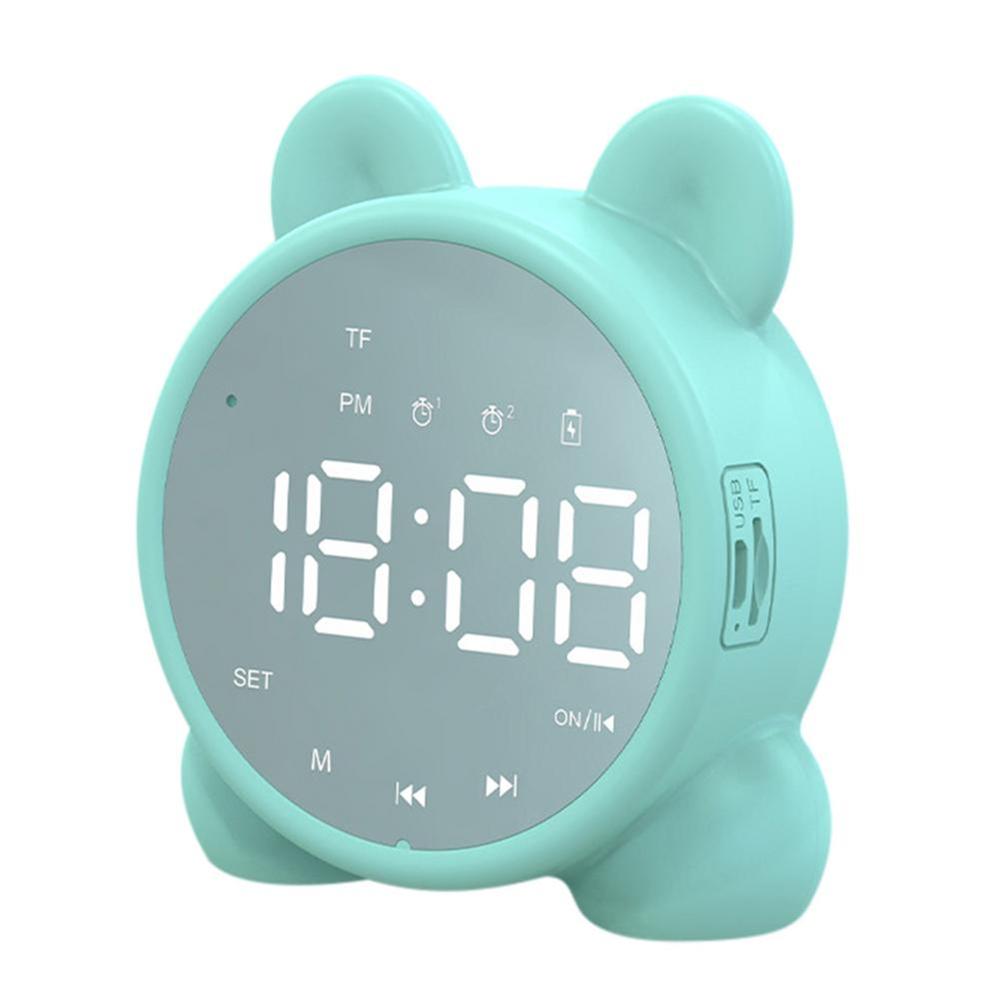 Loa Bluetooth không dây Đài FM Hộp âm thanh Đồng hồ báo thức để bàn Loa siêu trầm Máy nghe nhạc Thẻ TF Hộp loa mini cho tất cả điện thoại Màu sắc: Xanh lục