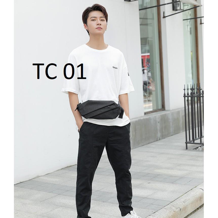 Túi đeo chéo nam nữ chất vải dày dặn cứng cáp TC01 nhiều ngăn tiện lợi