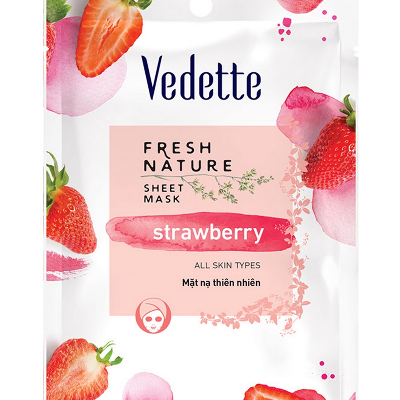 Mặt nạ giấy dâu tây Vedette Fresh Fruit Facial Mask Strawberry 22ml