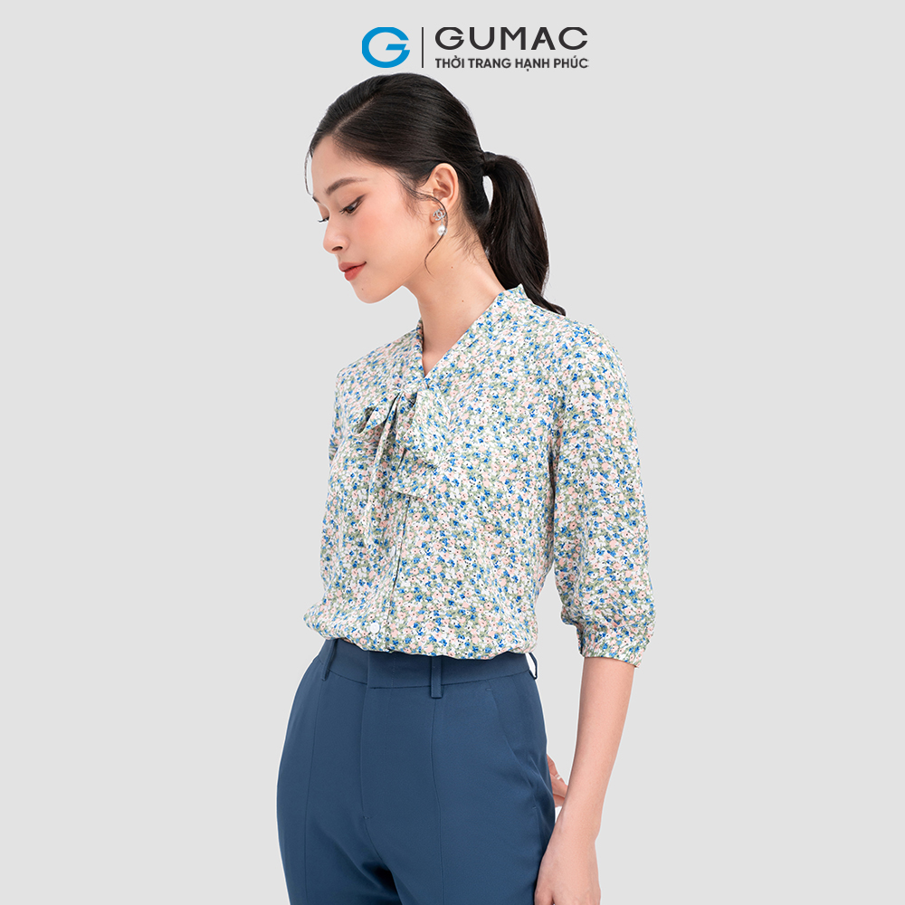 Áo kiểu nữ GUMAC AC11066 tay lửng họa tiết hoa nhí phong cách