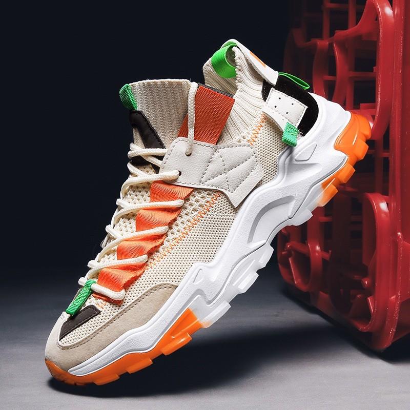 Giày thể thao nam, giày sneaker độn đế nam đế loang cam nổi bật JT001