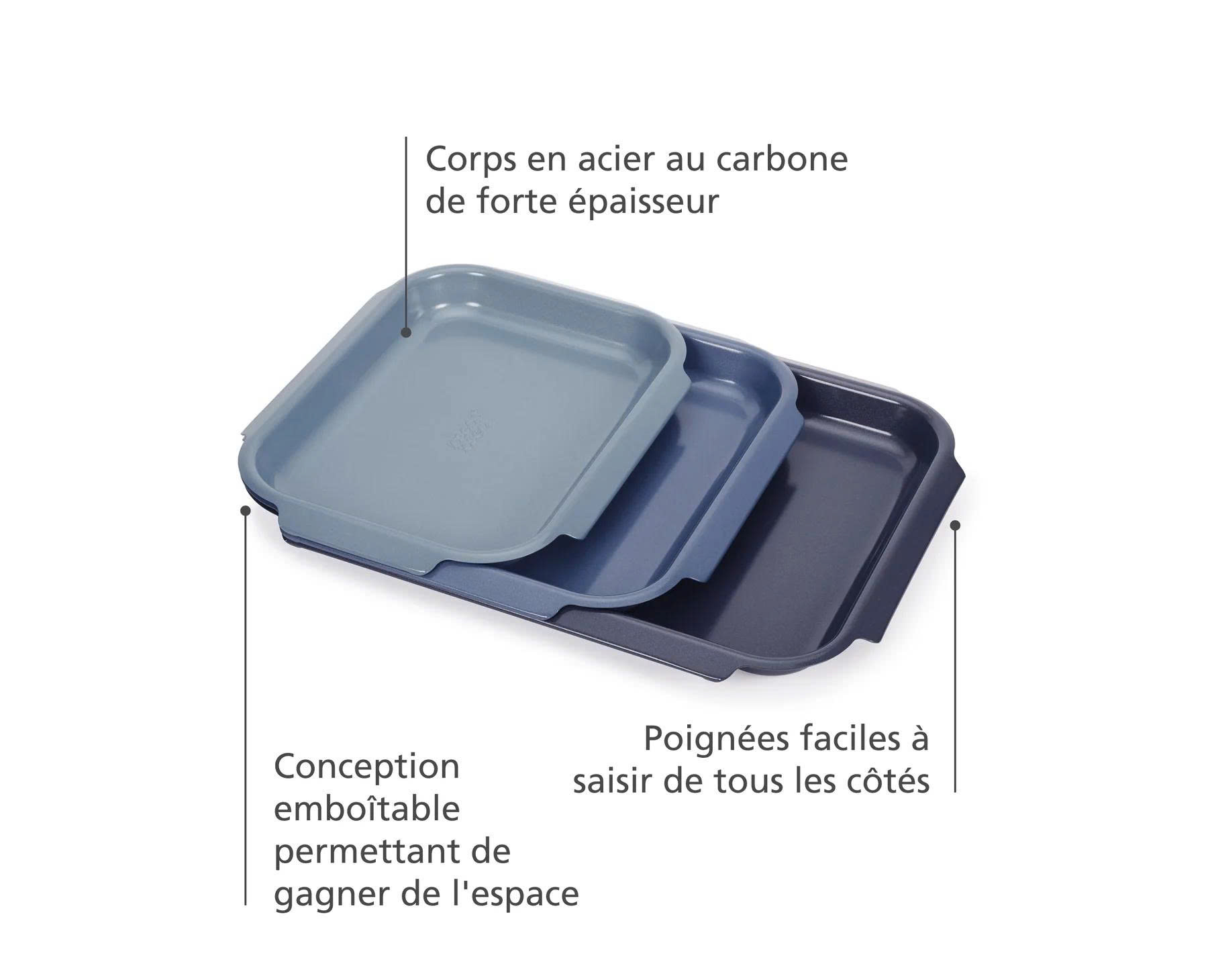 Bộ 3 khay nướng chống dính màu xanh dương Joseph Joseph 45064 hàng chính hãng