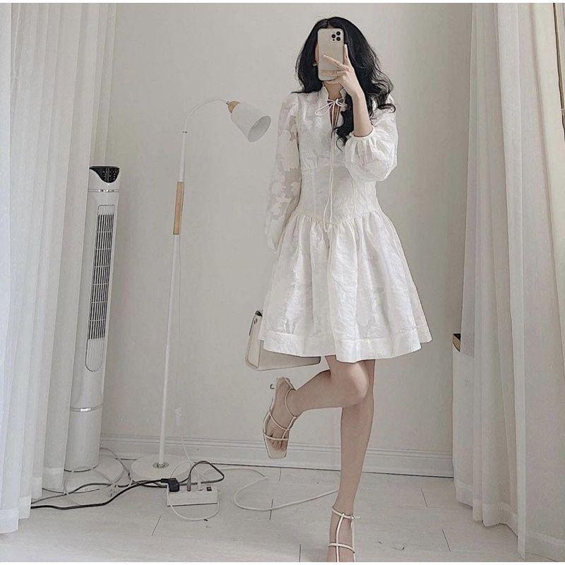 Đầm dạo phố tay hồng ren hoa xinh xắn Zuzu Dress