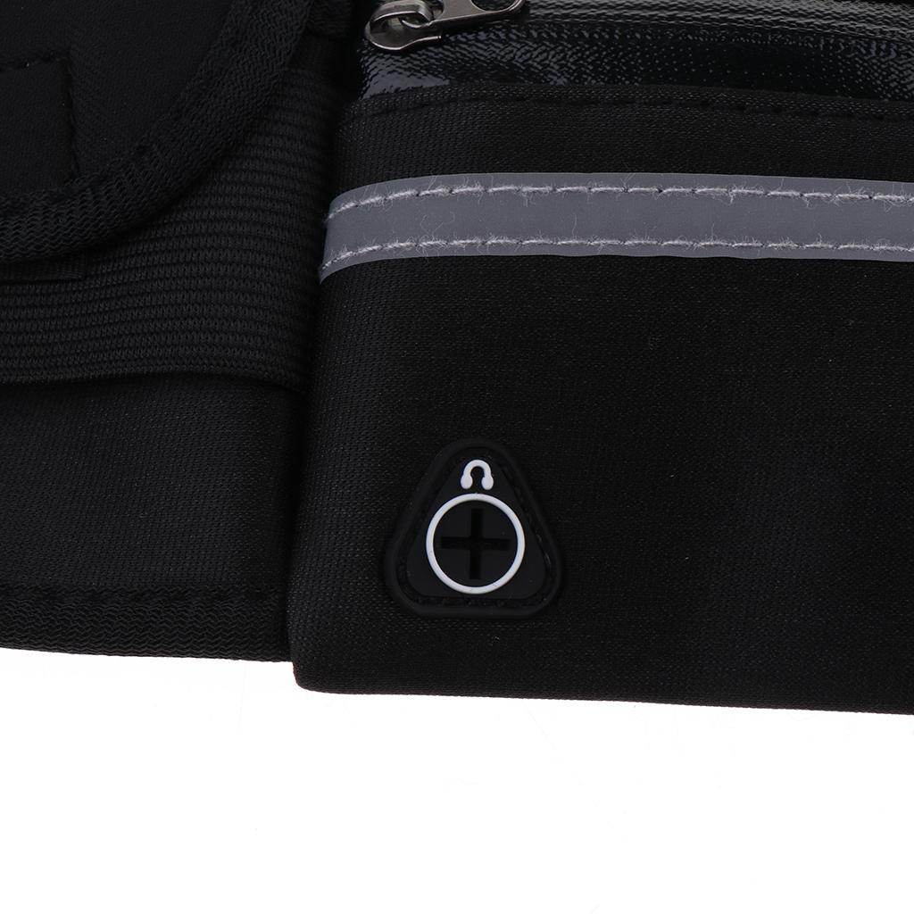 2 Pieces Waterproof Running Jogging Belt Bum Waist Pouch Fanny Pack Black
