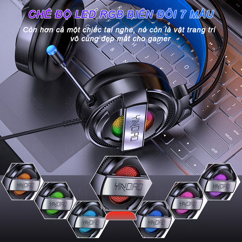 Tai nghe chụp tai gaming máy tính Over Ear SIDOTECH Q3 màu Hồng / Đen âm thanh 7.1 có mic 360 độ LED RGB lọc âm chống ồn êm ái cho game thủ chơi PUGB CSGO Liên Minh trên PC Laptop - Hàng Chính Hãng