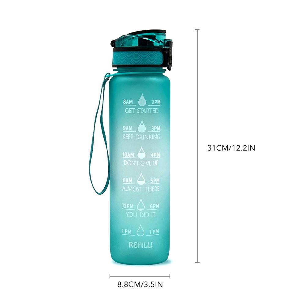 Bình nước thể thao 1.5L có vạch đánh dấu thời gian làm bằng nhựa chống rò rỉ có thể tái sữ dụng