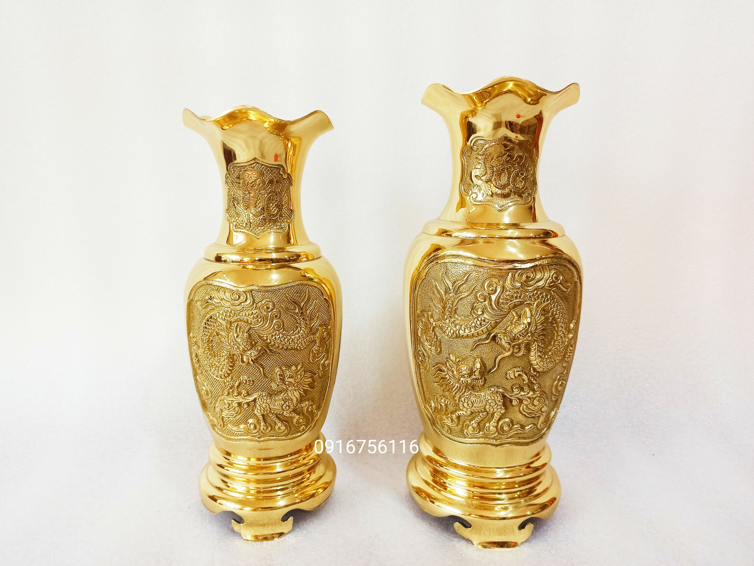 Lọ hoa rồng phượng, bình bông đồng thau cao cấp, lọ hoa rồng phụng bằng đồng, lọ hoa đồng
