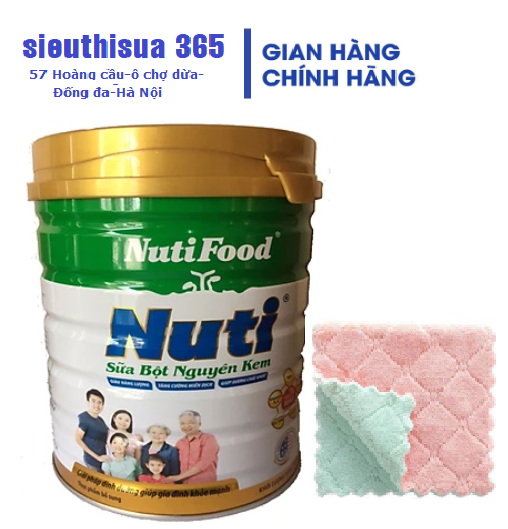 COMBO 2 hộp sữa bột Nguyên kem nutifood loại 900g dùng cho cả gia đình-quà tặng khăn mềm mịn