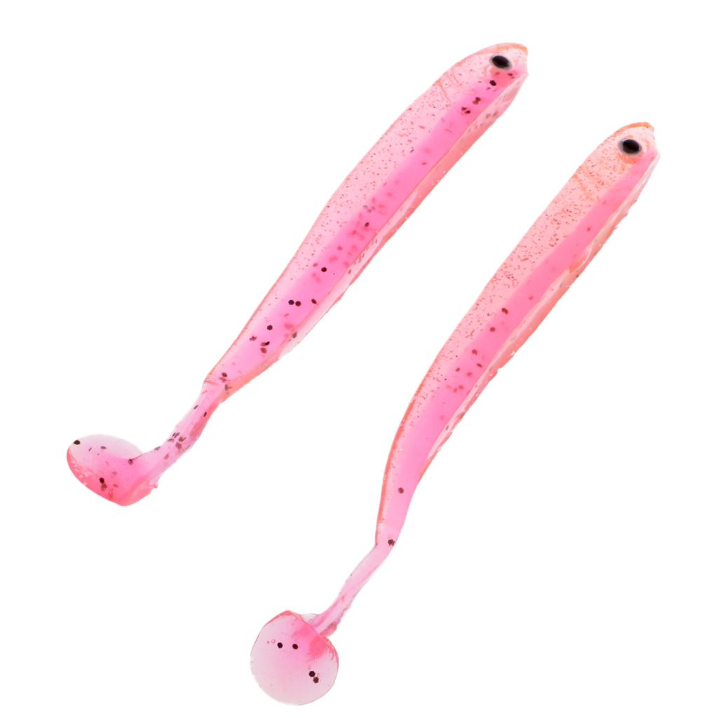 2Pcs Worm Fishing Lures Soft Wobblers Crank Baits Artificial Fish Shape T-tail Baits 9g