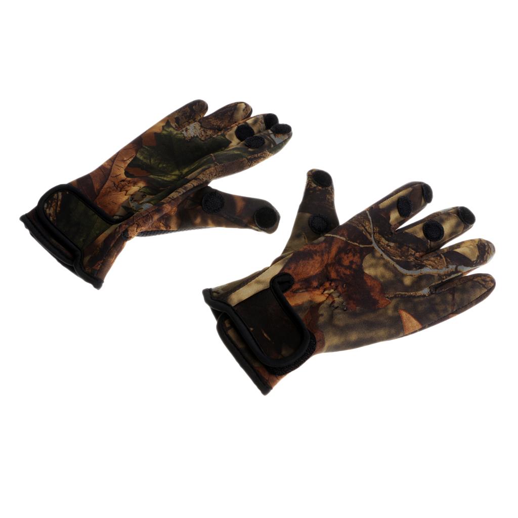 1 Pair Fishing Gloves Anti Slip Warm Cycling 3 Half-Finger Gloves M Camo