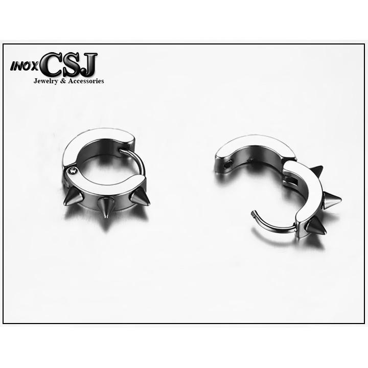 KHUYÊN TAI NAM TRÒN GAI INOX ĐỘC CÁ TÍNH