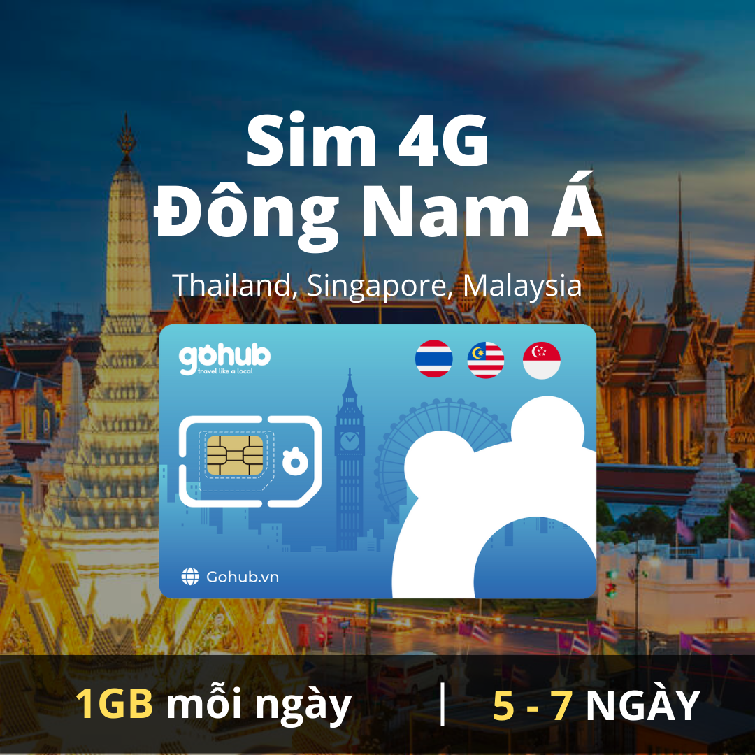 SIM 4G du lịch Châu Á 5 nước (Singapore, Malaysia, Thái Lan, Indonesia, Campuchia) - Gói theo ngày