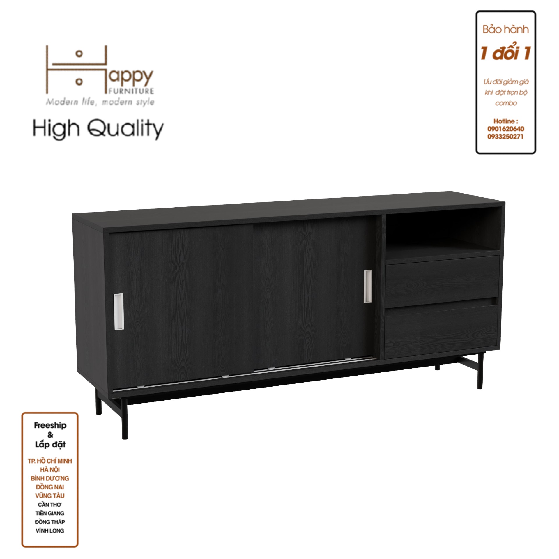LUCA, Tủ lưu trữ 2 ngăn cánh lùa - Chân sắt, 150cm x 36cm x 70cm , TCL_023