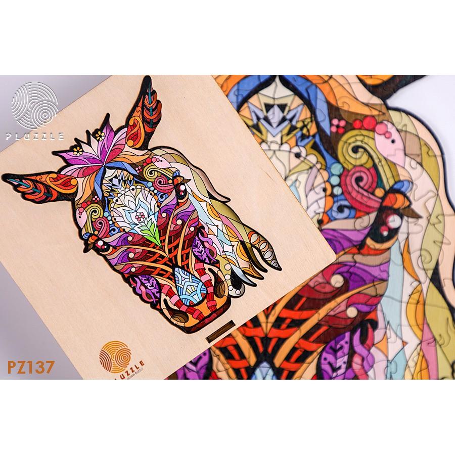 PLUZZLE Bộ xếp hình gỗ đồ chơi puzzle ghép hình con vật độc đáo – Ngọ – Con Ngựa – PZ137