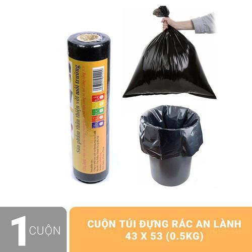 Cuộn túi nilong đen đựng rác không quai tự phân hủy An Lành (loại mỏng)