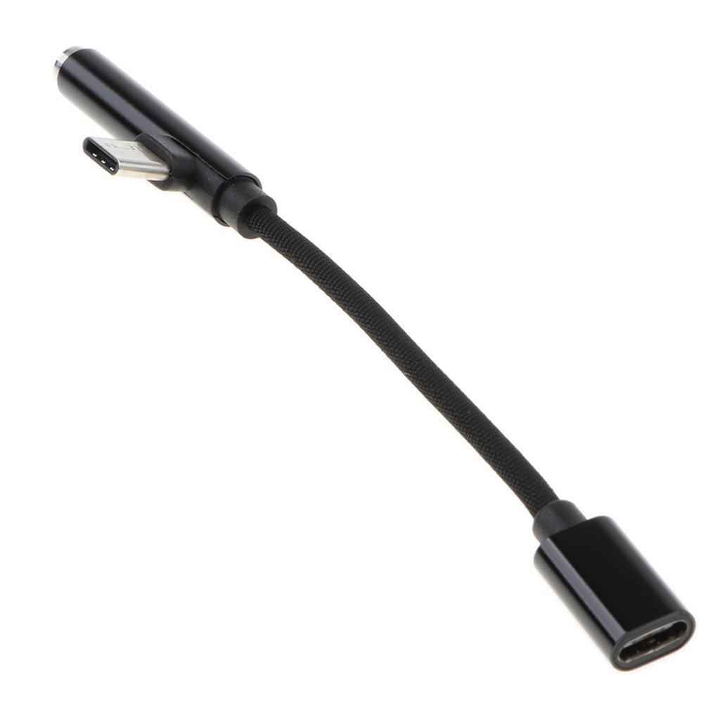 Adapter Splitter USB TypeC to AUX Audio 3.5mm+Charge Cable for Android Black