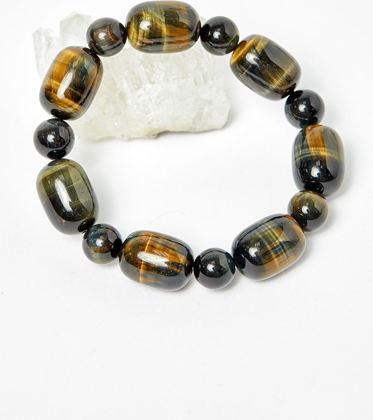 Vòng lu thống thạch anh mắt hổ xanh đen hạt 18x13mm mệnh thủy, mộc - Ngọc Quý Gemstones