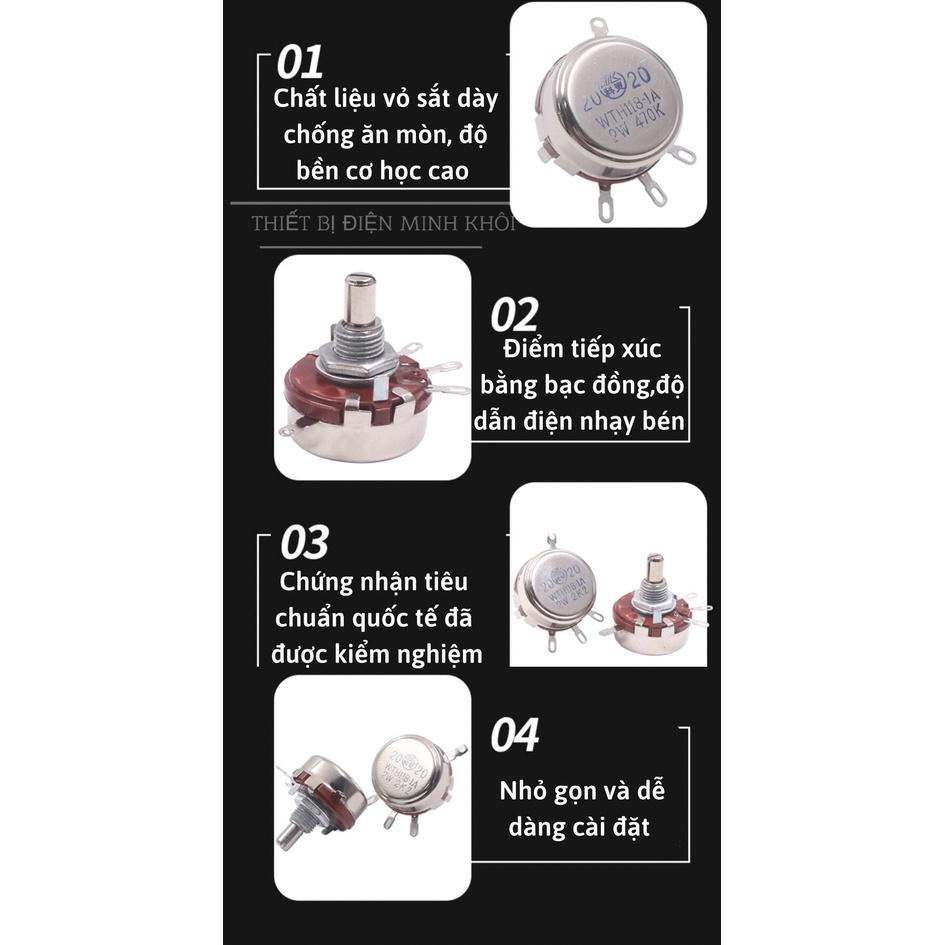Biến Trở Xoay Chiết áp kèm núm 2W WTH các loại, triết áp,biến trở volume