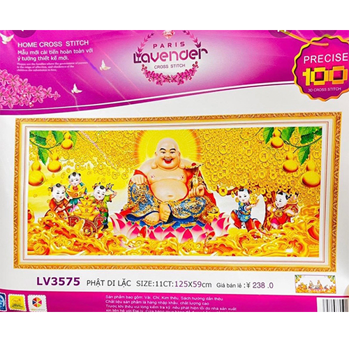 Tranh thêu chữ thập Phật Di Lặc nhiều mẫu và kích thước
