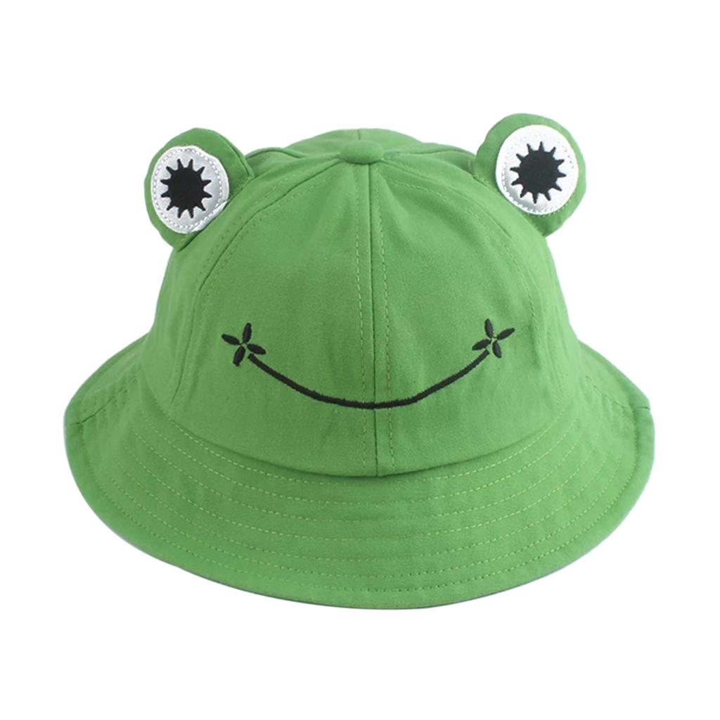 Kids Frog Bucket Hat Cute Fisherman Hat Sun Protection Beach Travel Cap Wide Brim Fisherman Hat for Children Girls Boys