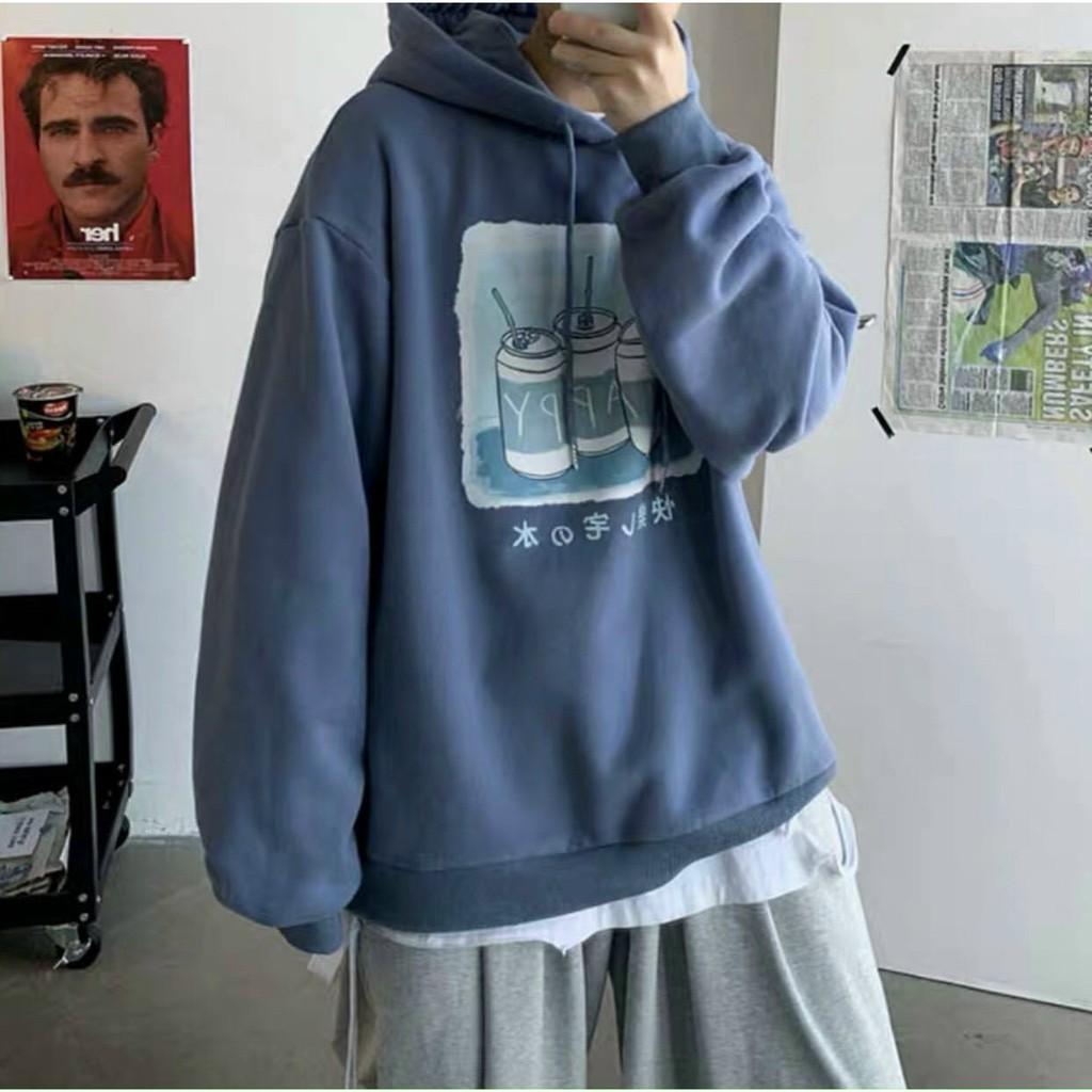 Áo hoodie form rộng phong cách Hàn Quốc năng động cho cặp đôi