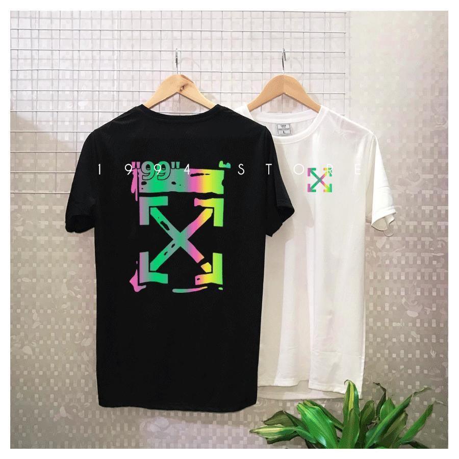 Áo thun phản quang OFF WHITE mũi tên tay lỡ unisex
